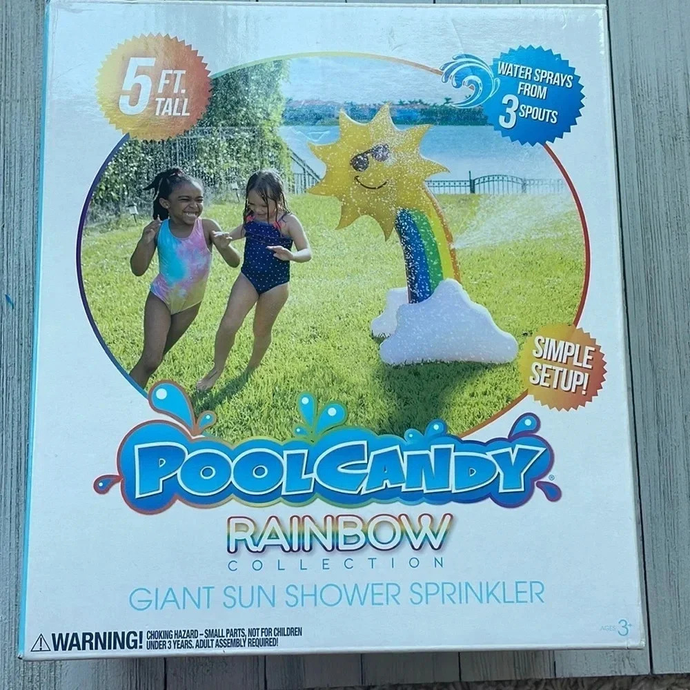 NEW Pool Candy Rainbow Giant Sun Shower Sprinkler 5 FT Summer Yard Fun
